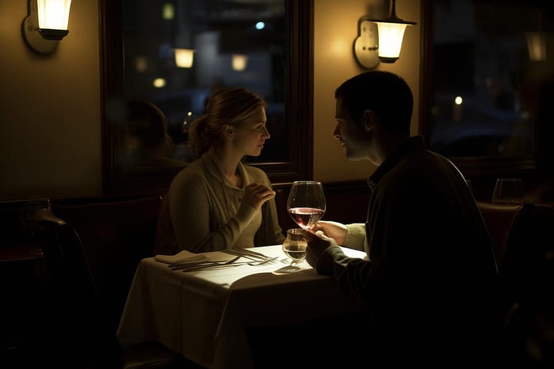 A couple having a date night in a Winnipeg restaurant
